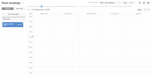 Team schedule