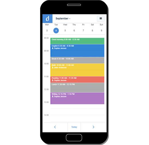 Schedules on smartphone